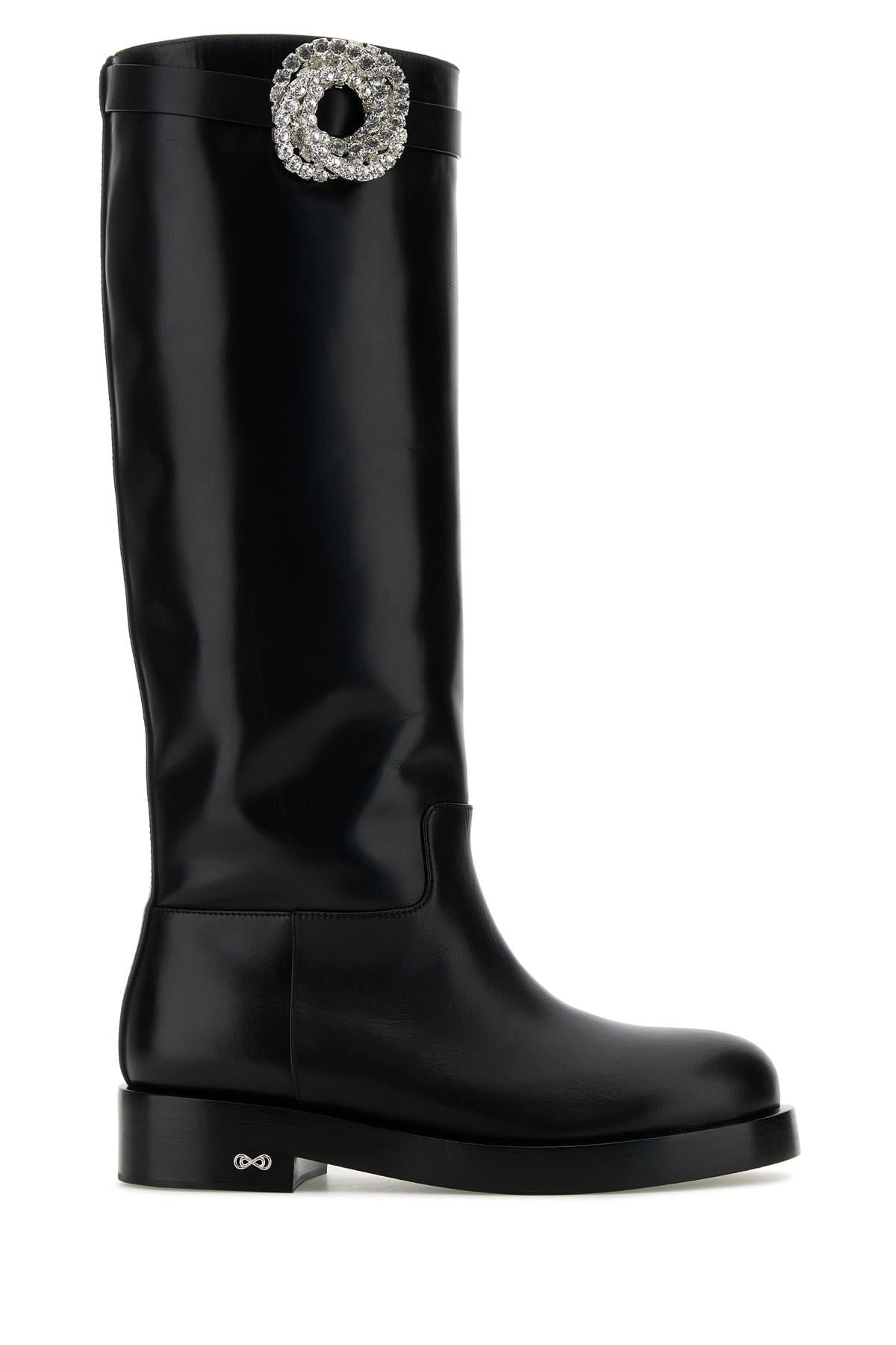 mach & mach black leather galaxy riding boots