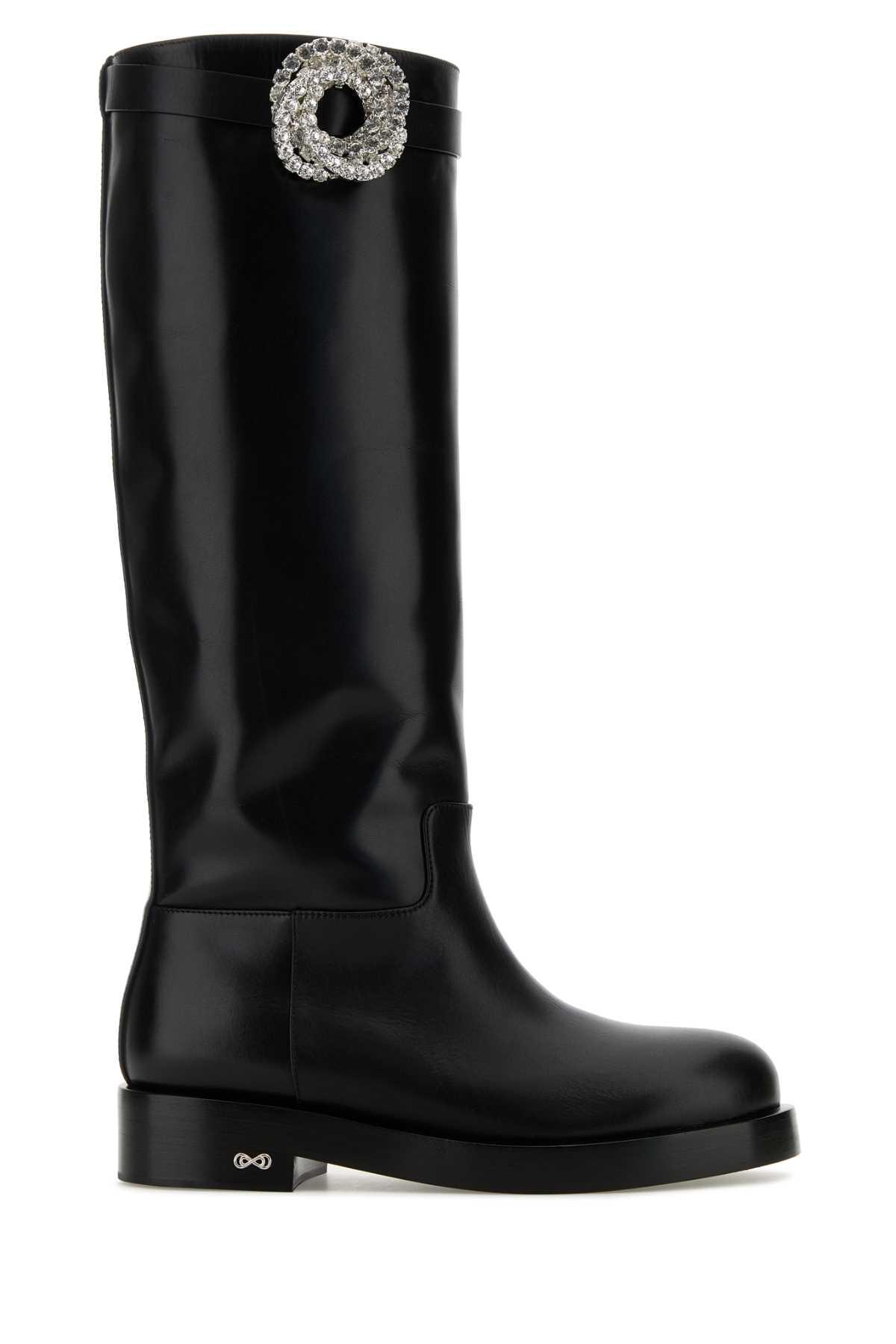 mach & mach black leather galaxy riding boots
