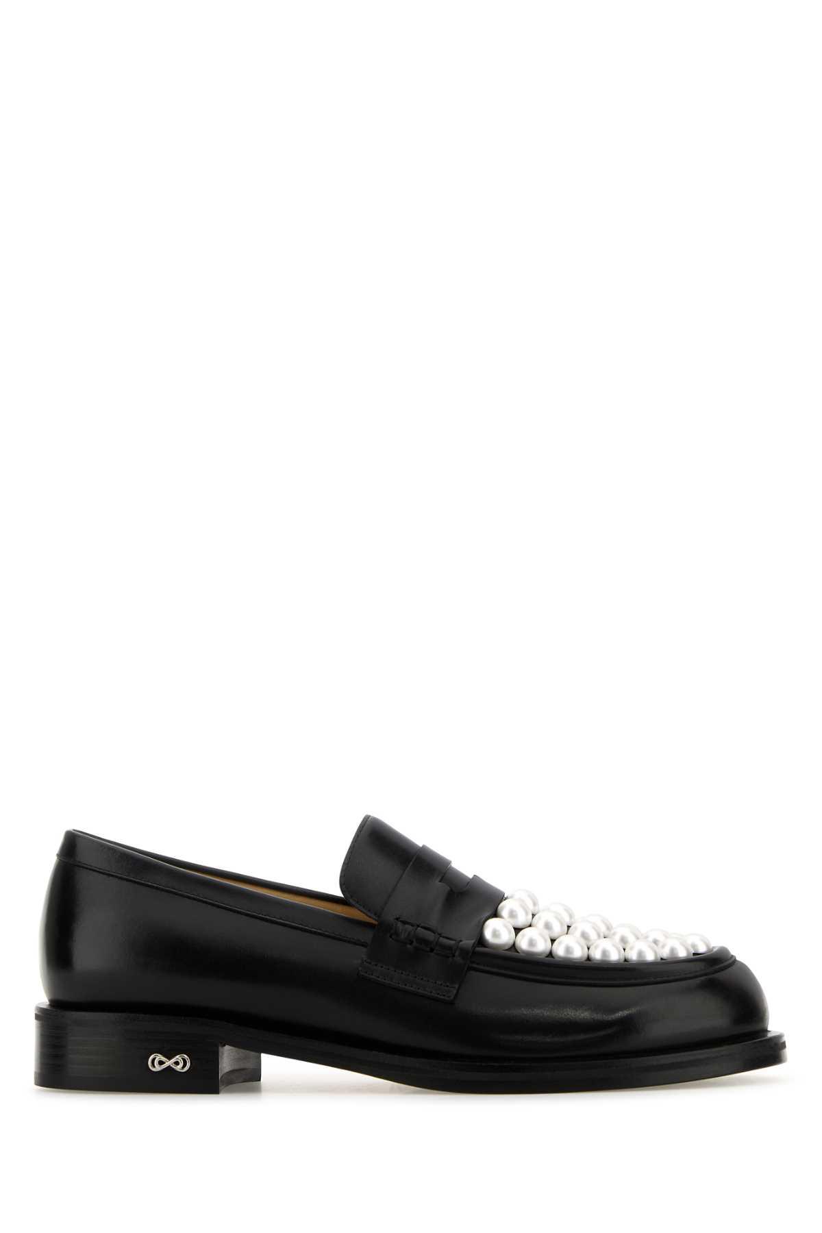 mach & mach black leather sirene loafers