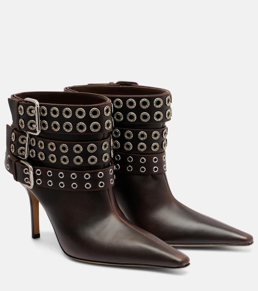 mach & mach buckle belt 95 leather ankle boots