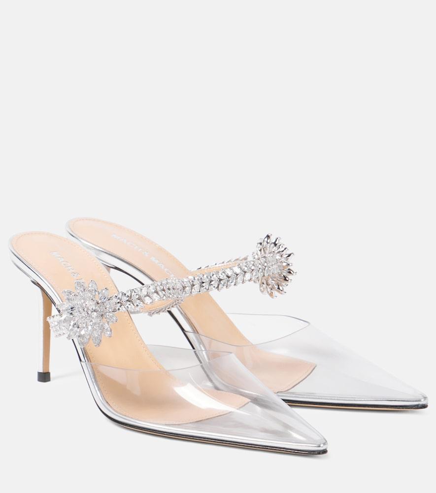 mach & mach crystal flower embellished pvc pumps