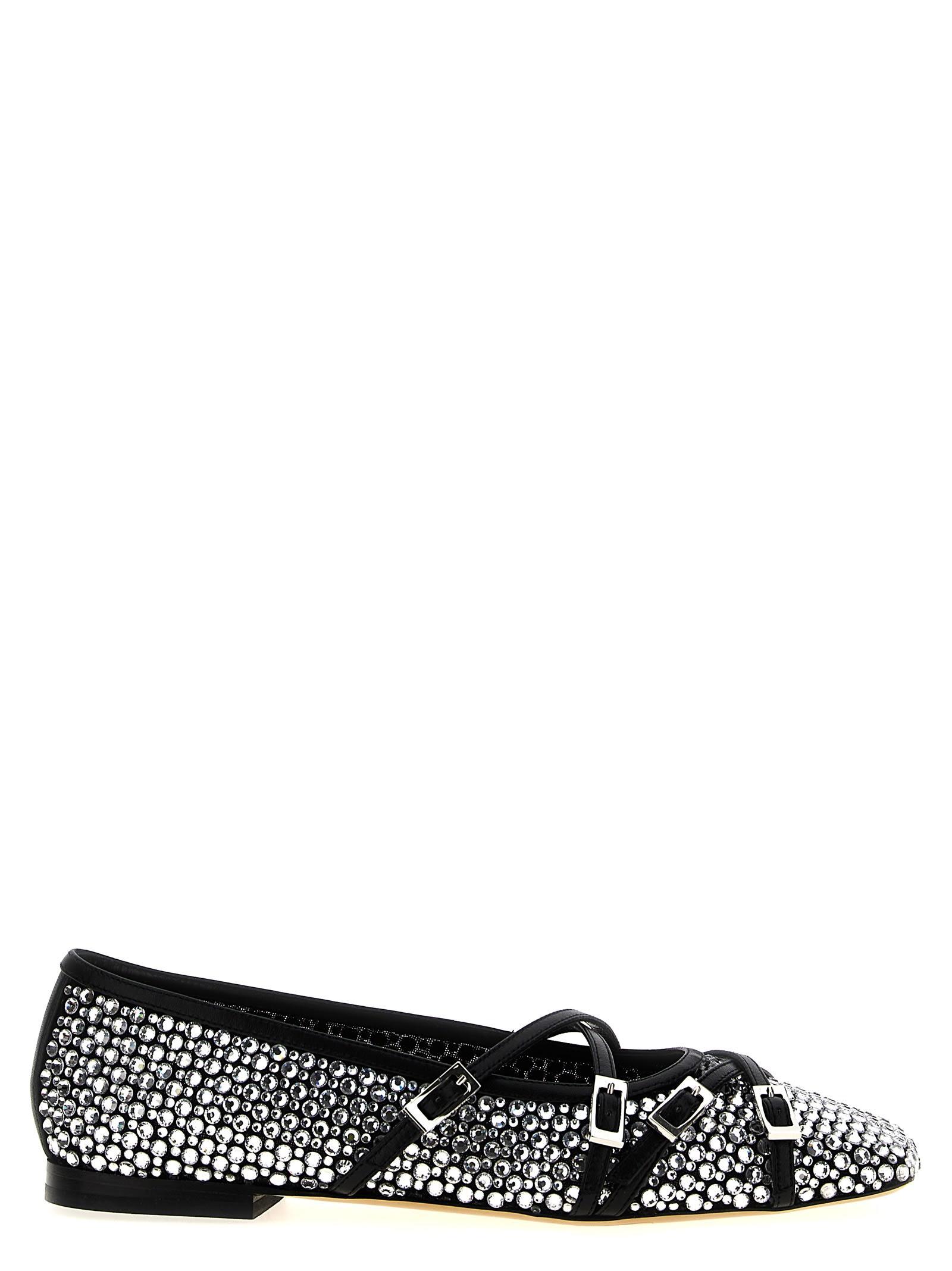mach & mach crystal net ballet flats