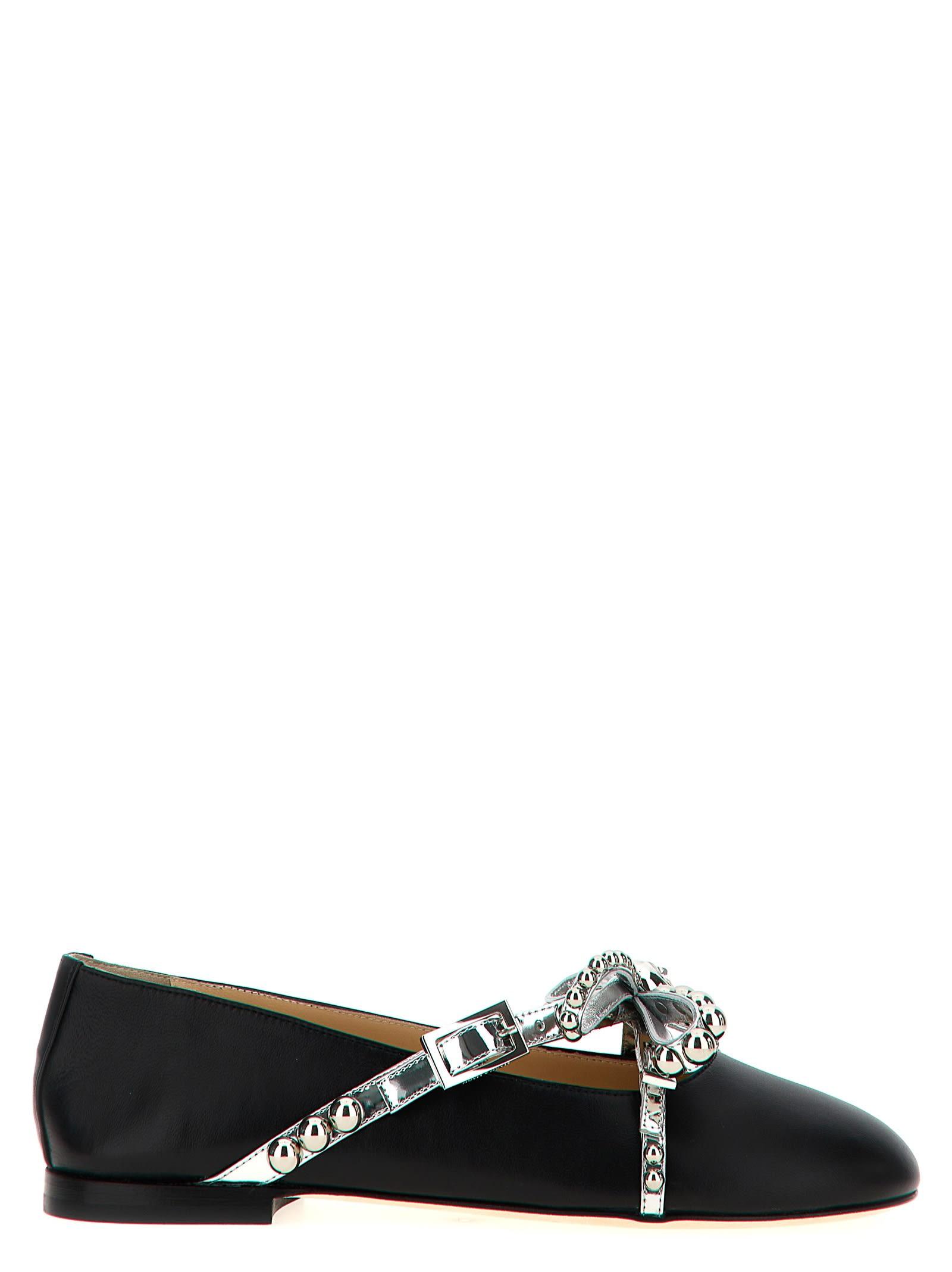 mach & mach crystal studs ballet flats