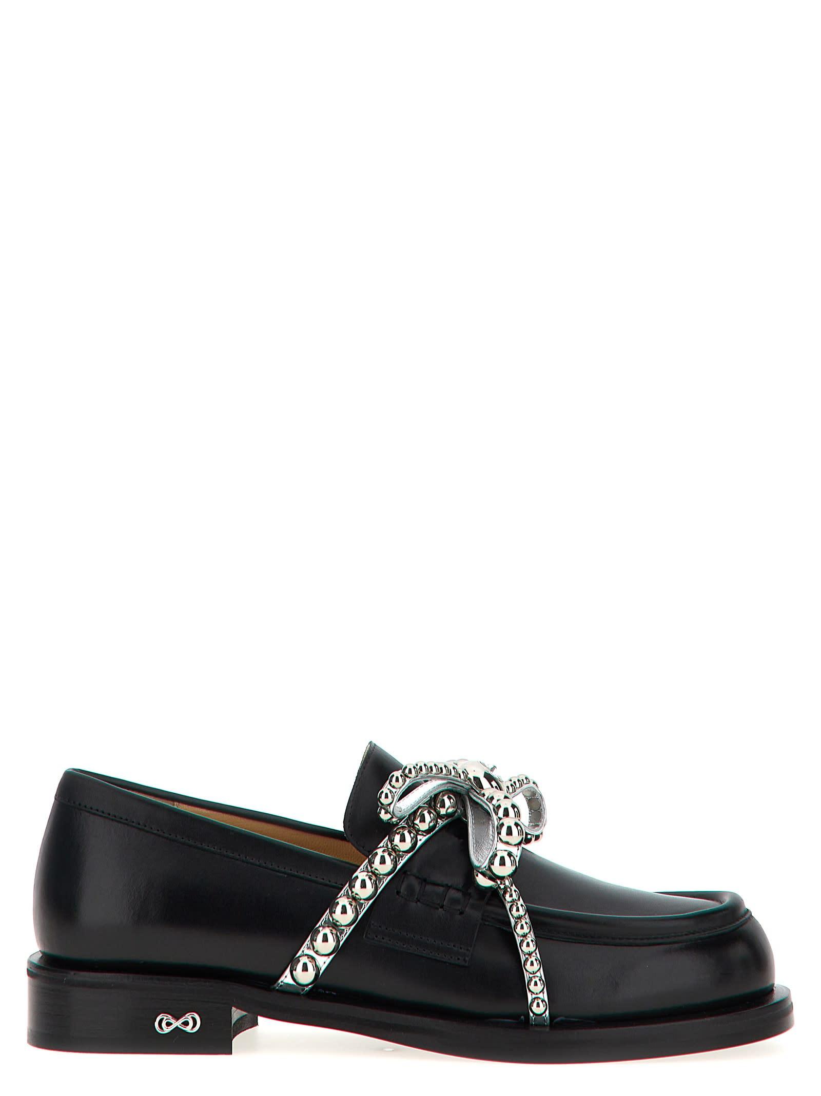 mach & mach crystal studs loafers