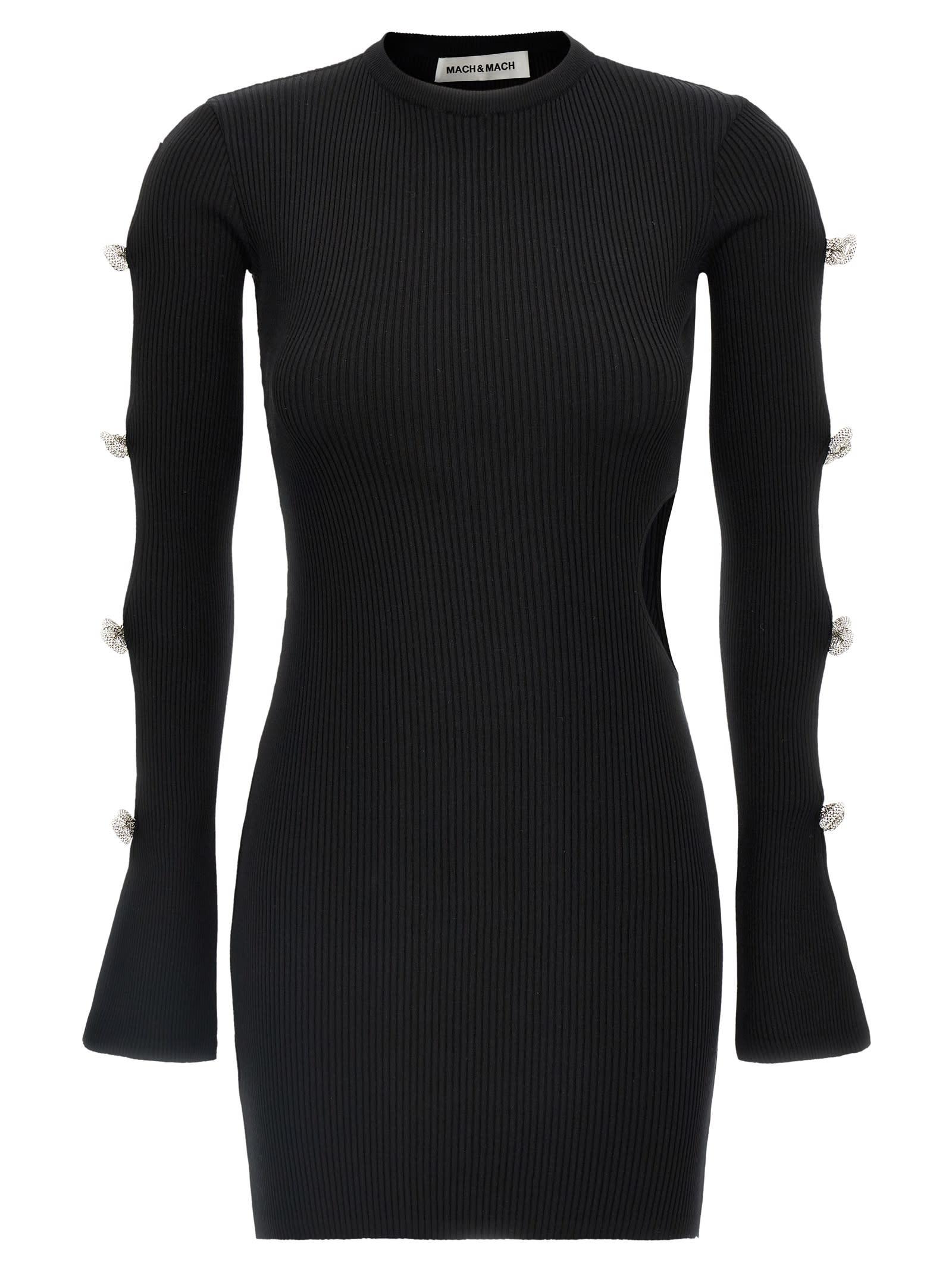 mach & mach cut-out crystal bow dress