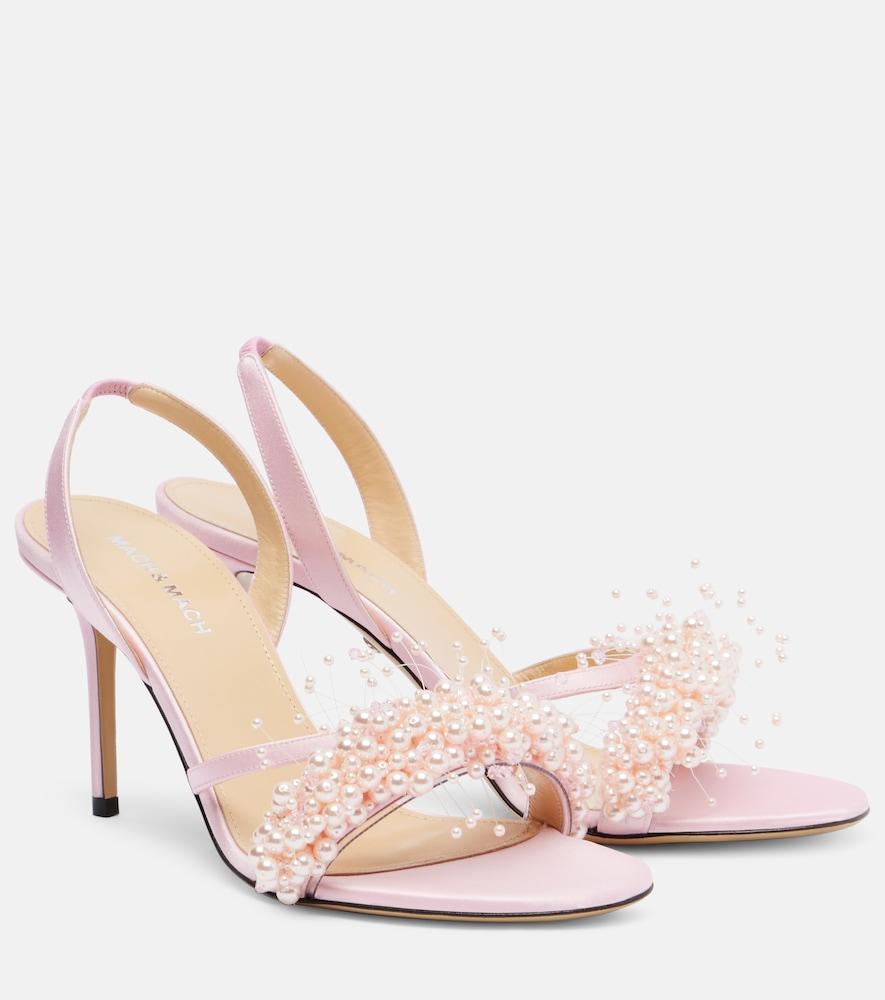 mach & mach floating pearl 85 satin sandals