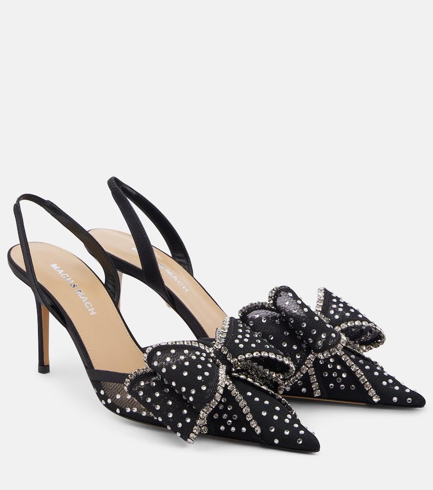 mach & mach le cadeau embellished mesh slingback pumps
