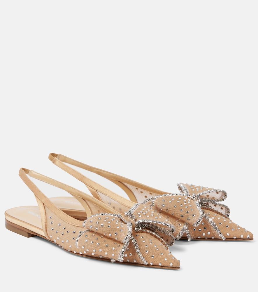 mach & mach le cadeau embellished tulle slingback flats