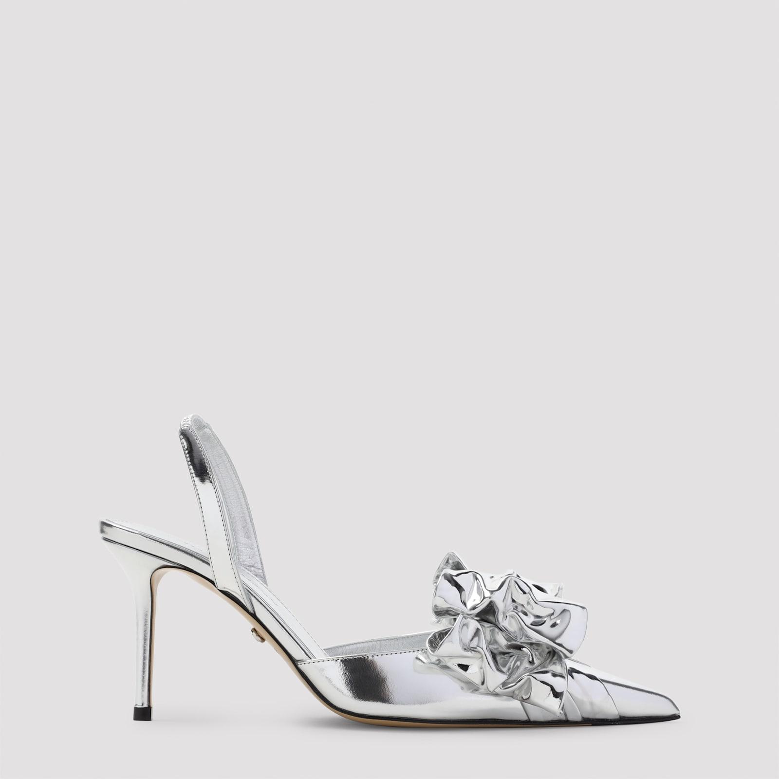 mach & mach le cadeau silver wrapped leather pumps