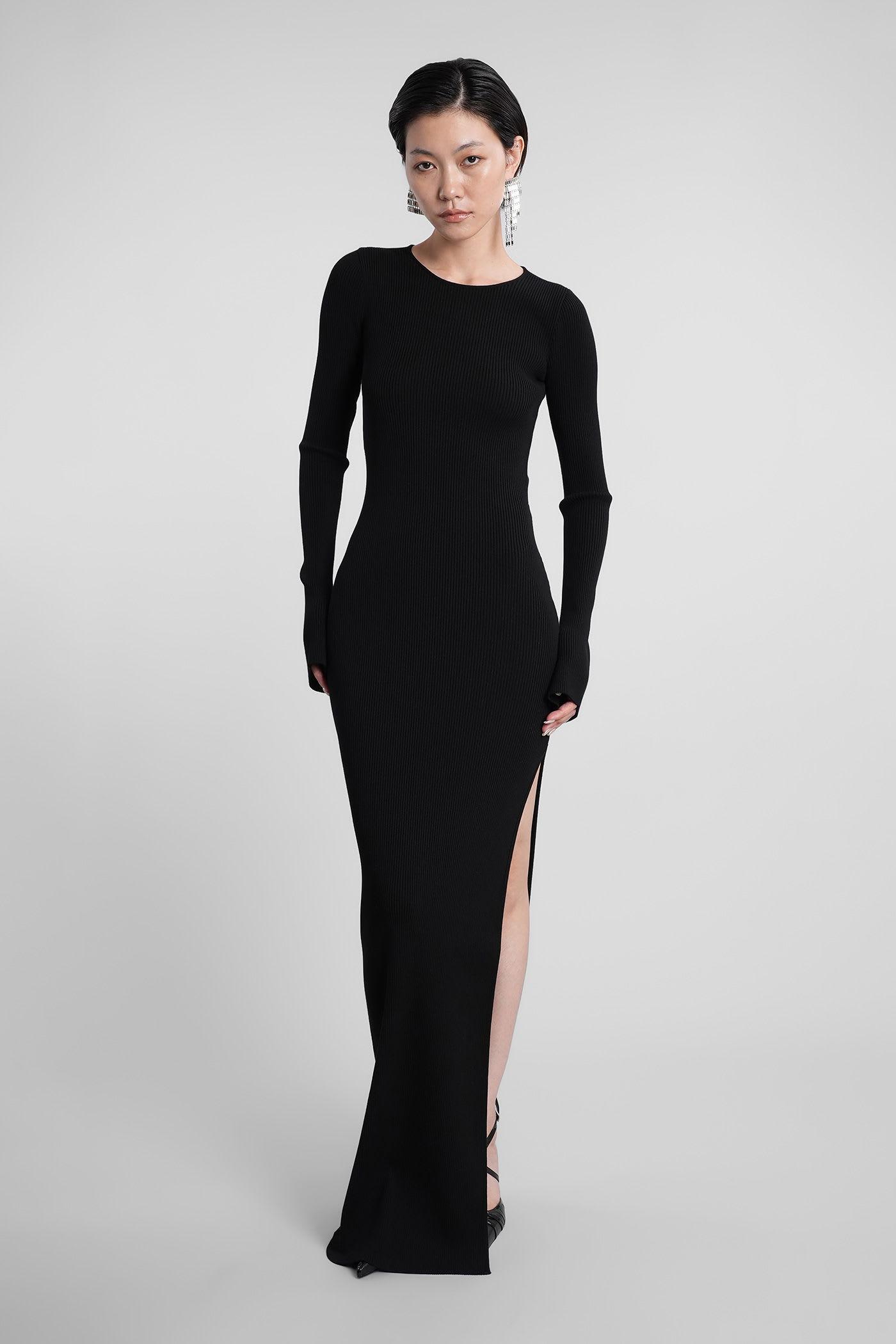 mach & mach long dress in black viscose