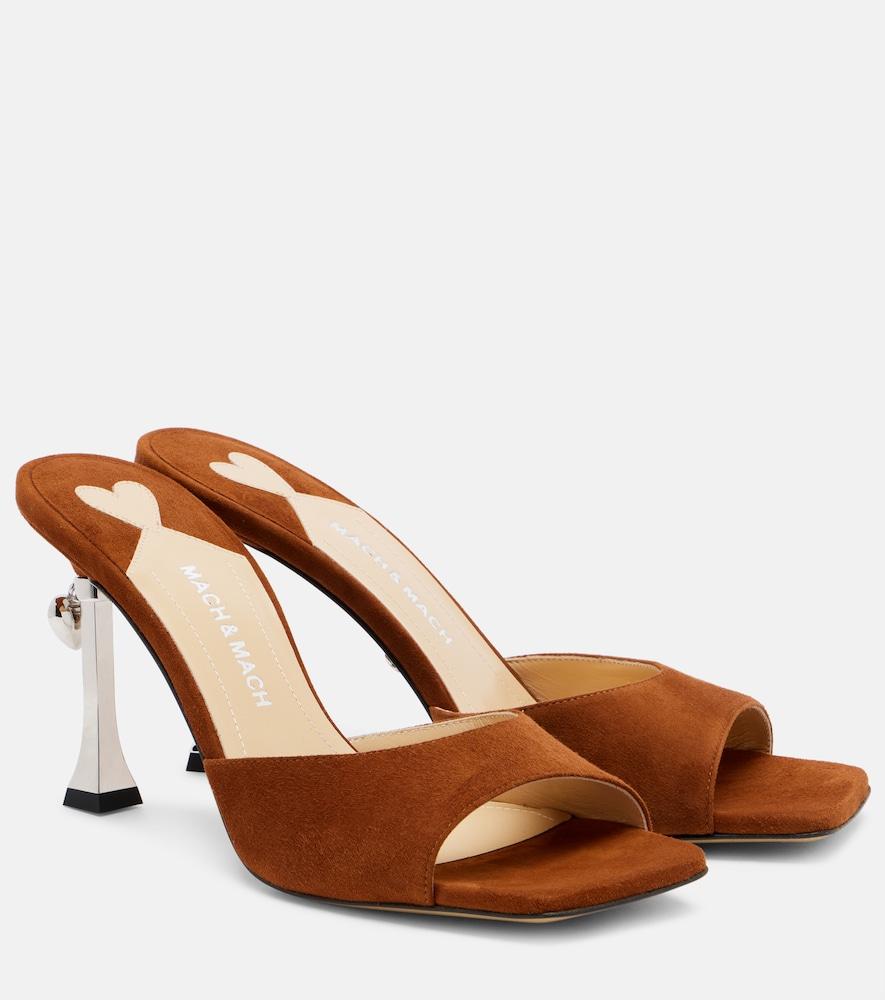 mach & mach puffy heart ring 95 suede mules