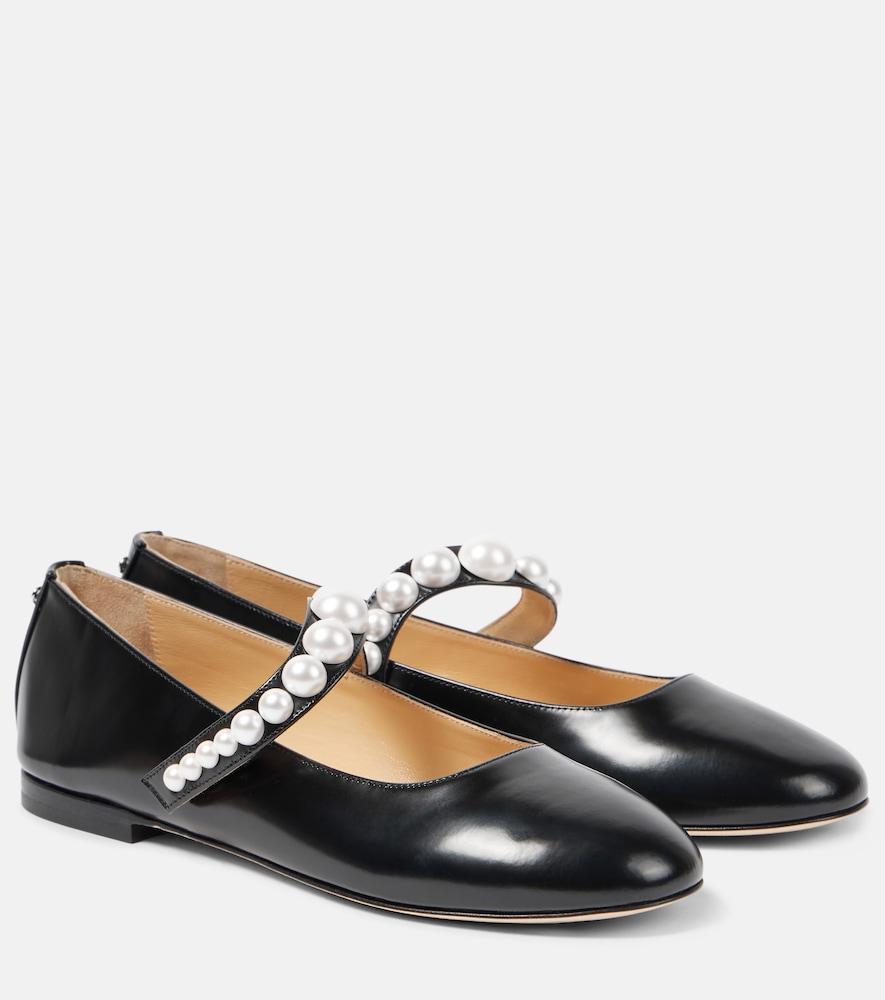 mach & mach sirene embellished leather mary jane flats