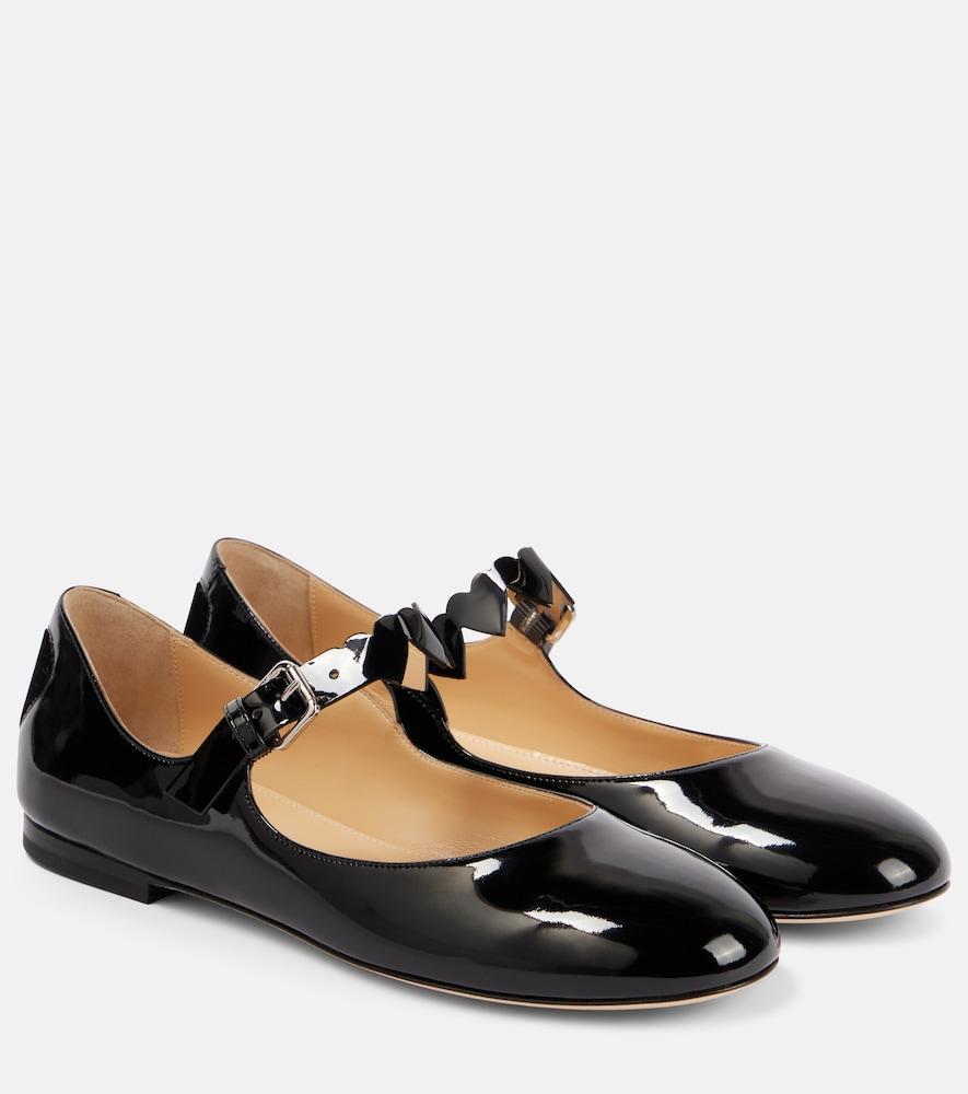 mach & mach special heart patent leather ballet flats