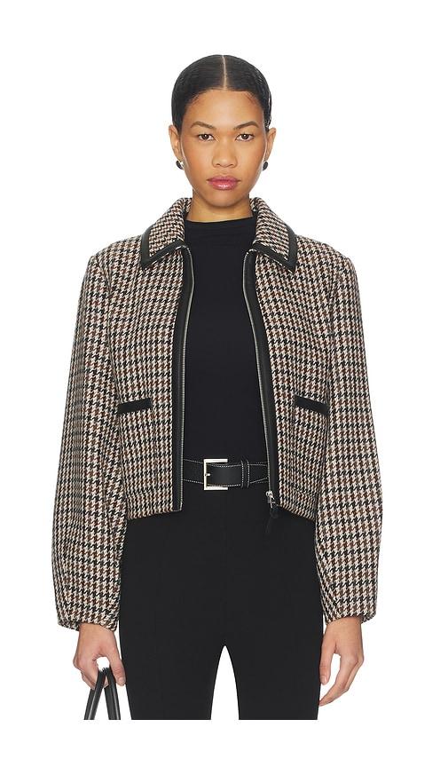 mackage solana jacket in black,tan.