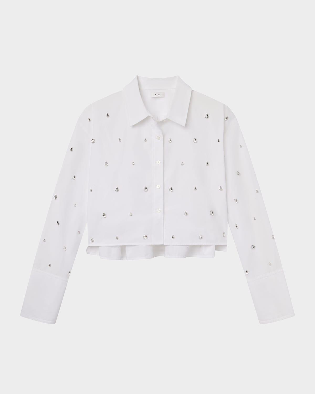 mackie boxy rhinestone cotton top