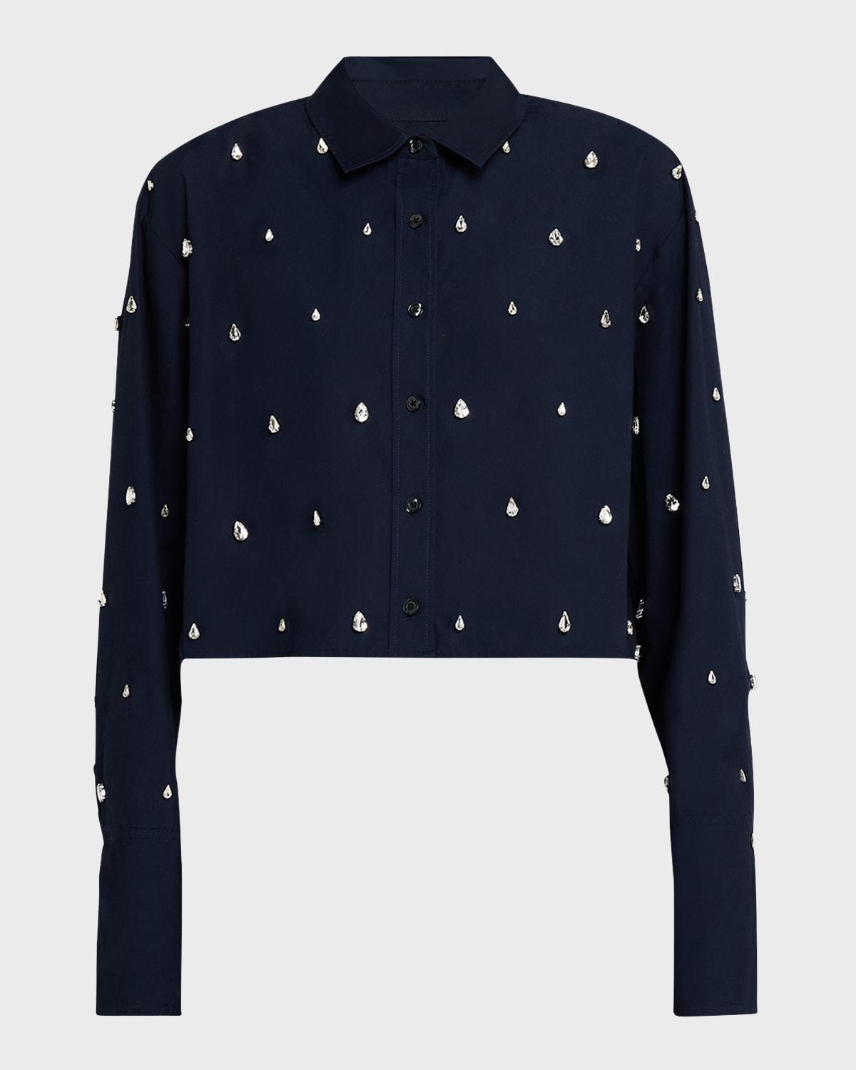 mackie boxy rhinestone cotton top