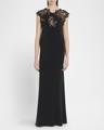 macrame lace crepe de chine gown