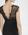 macrame lace crepe de chine gown