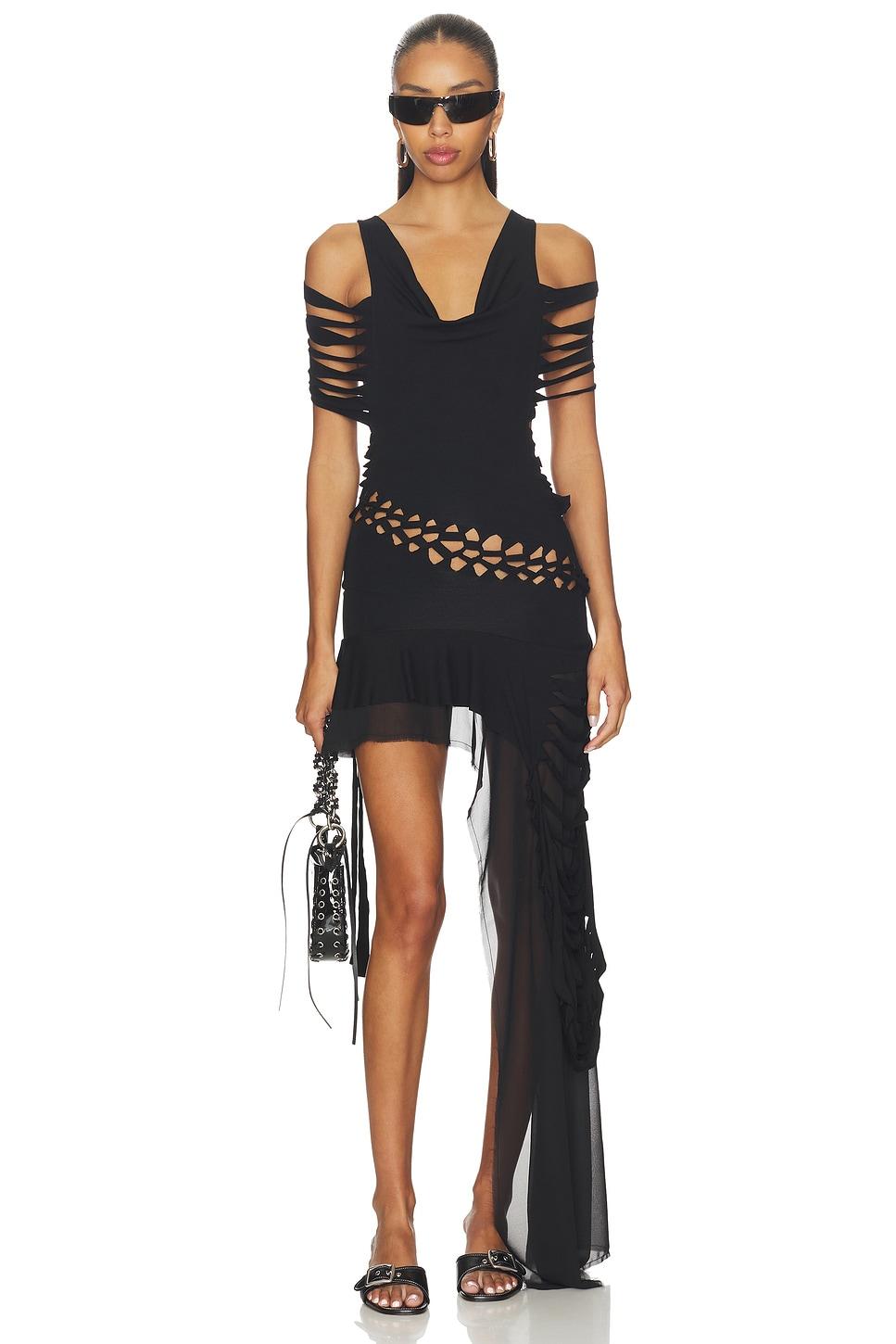 macrame slashed layered dress
