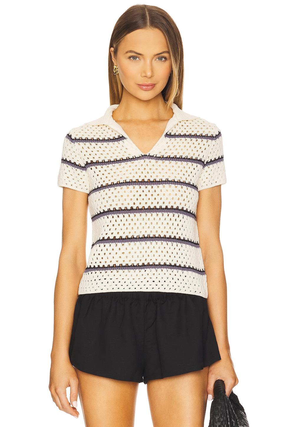 macrame stripe henley top