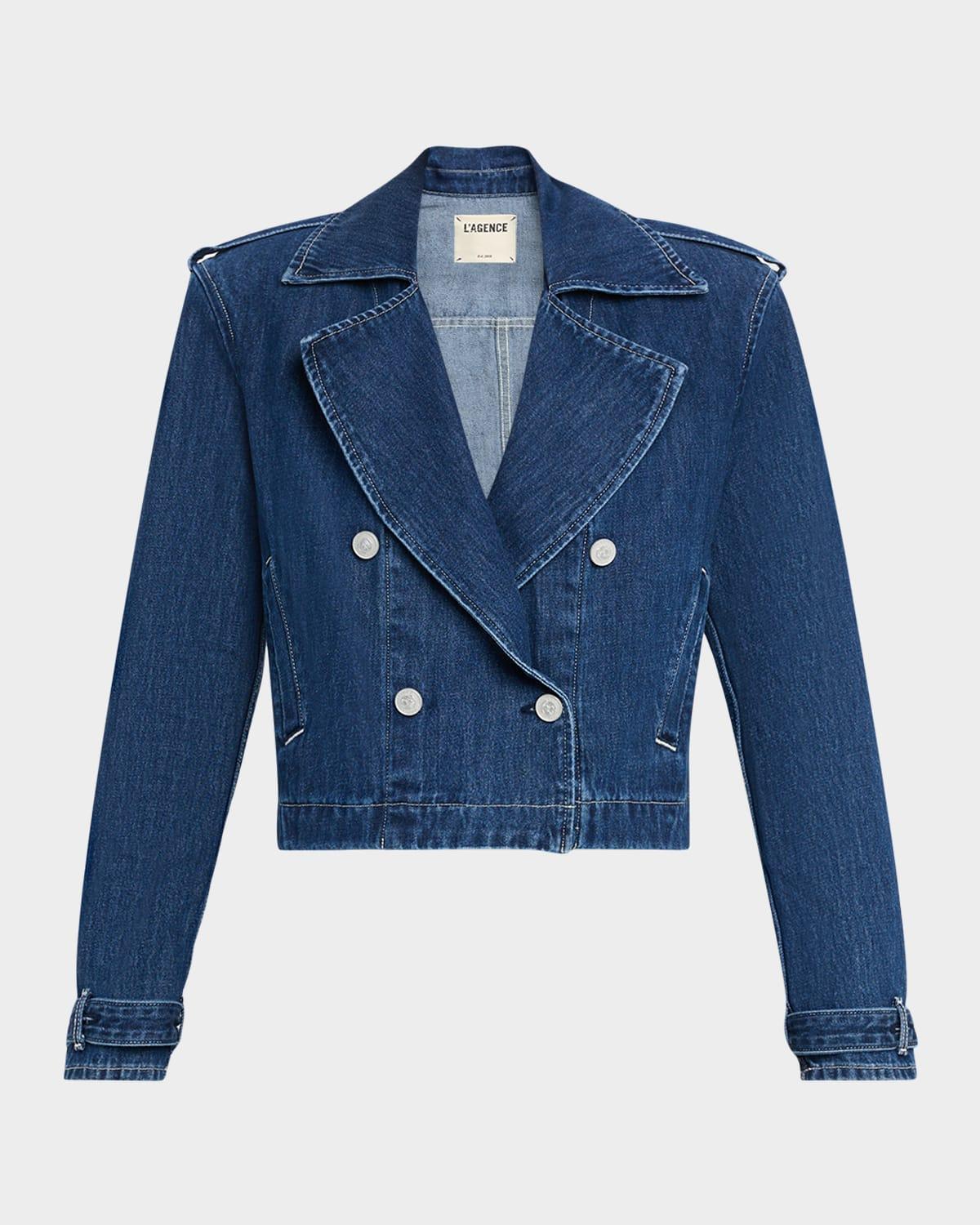 maddox cropped denim trench coat
