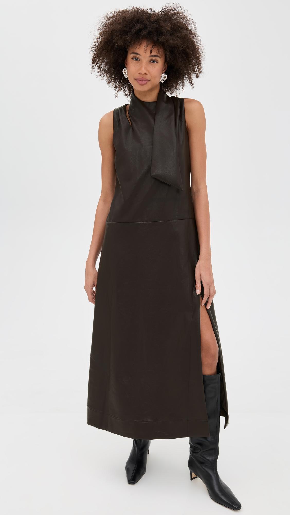 maddox faux leather scarf maxi dress