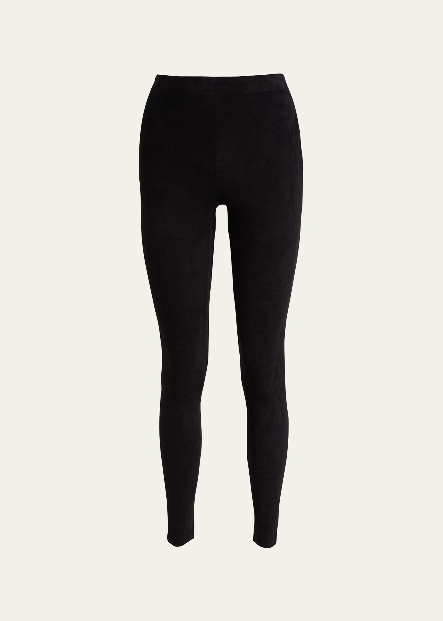 maddox suede high-waist side-zip leggings