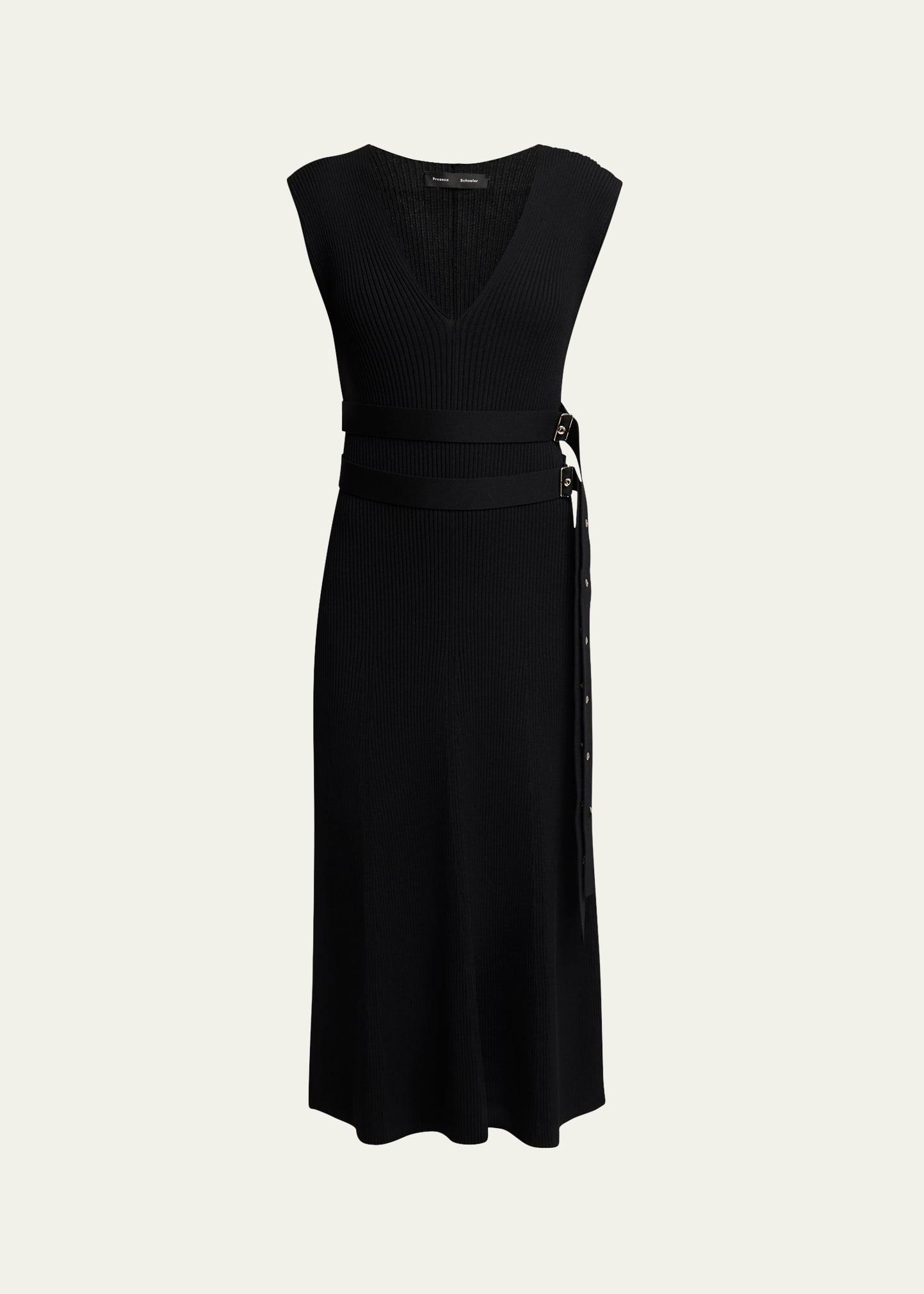 madeline rib-knit belted midi dress