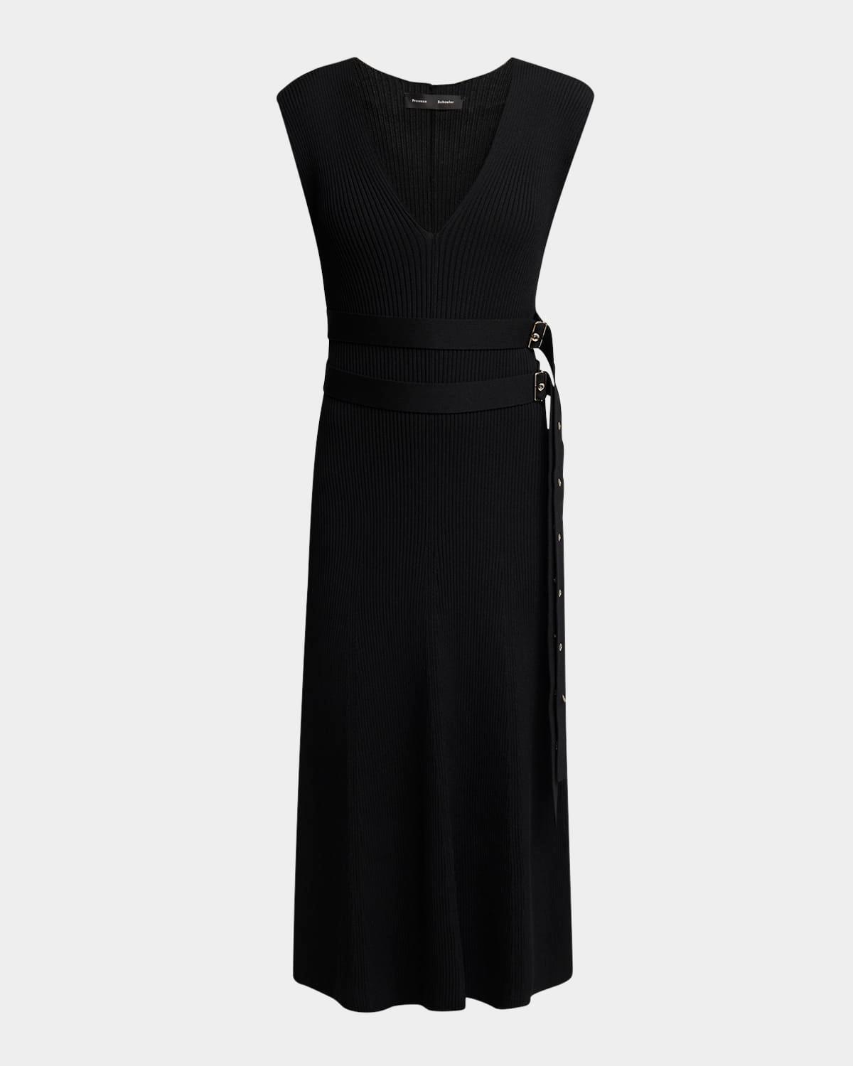 madeline rib-knit belted midi dress