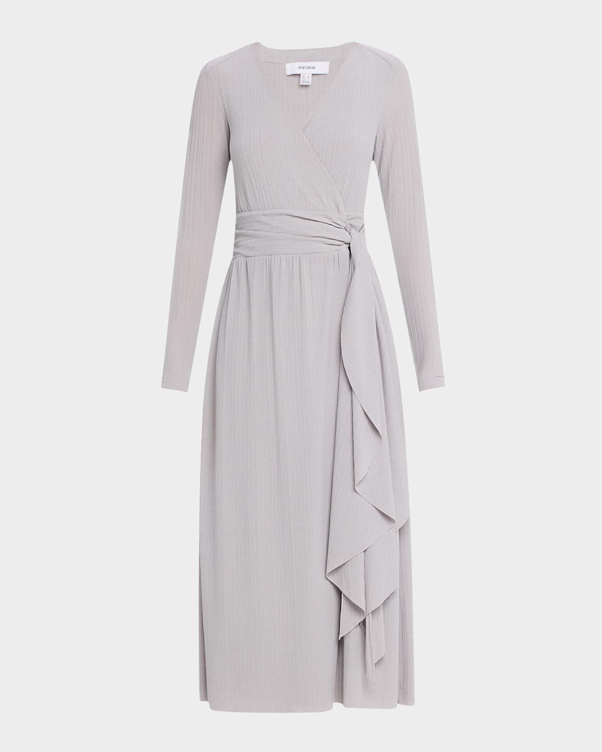 madeline ribbed jersey midi wrap dress