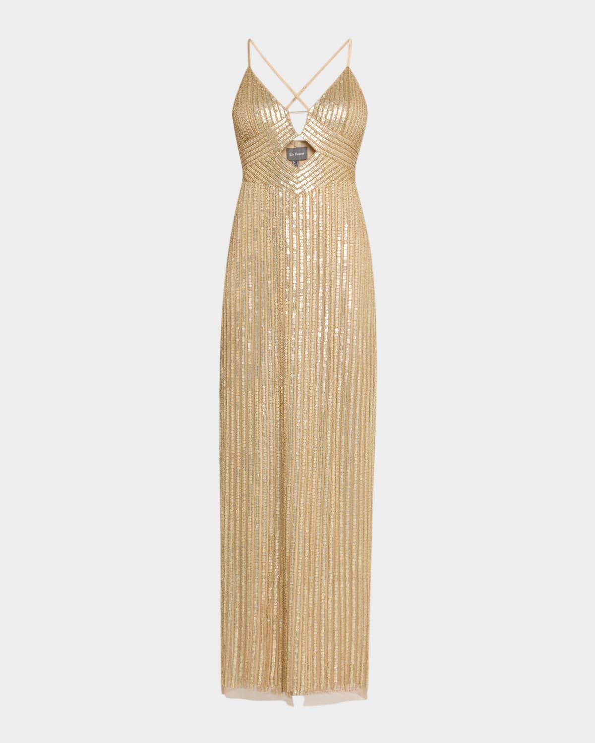 madelyn cutout bead & sequin gown