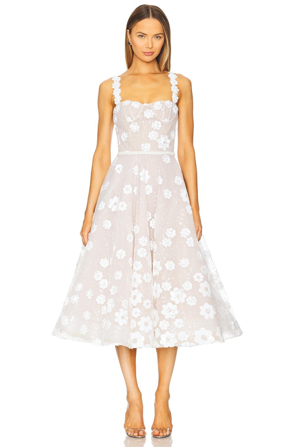 mademoiselle embroidered floral sequin midi dress