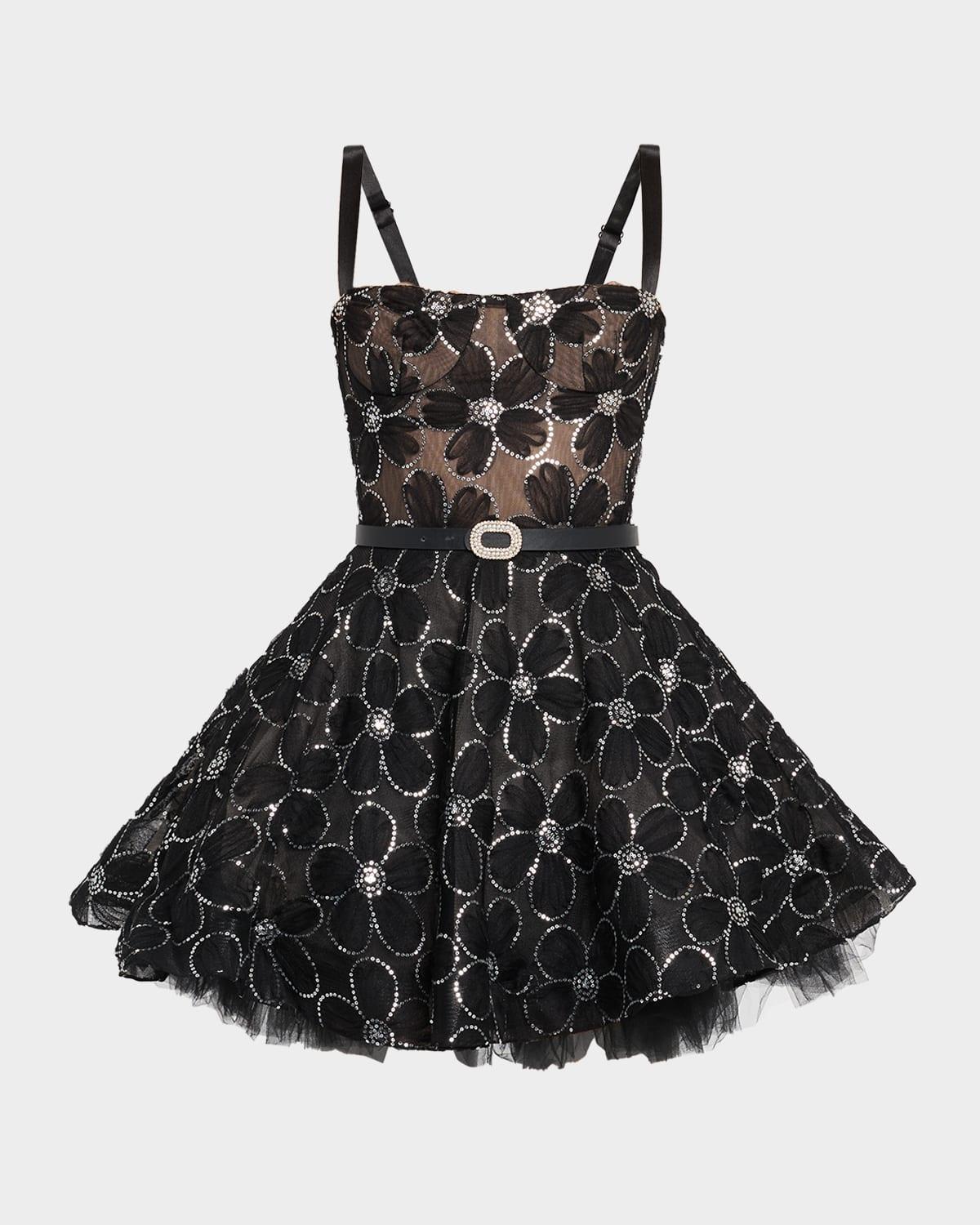 mademoiselle floral fit-&-flare mini dress