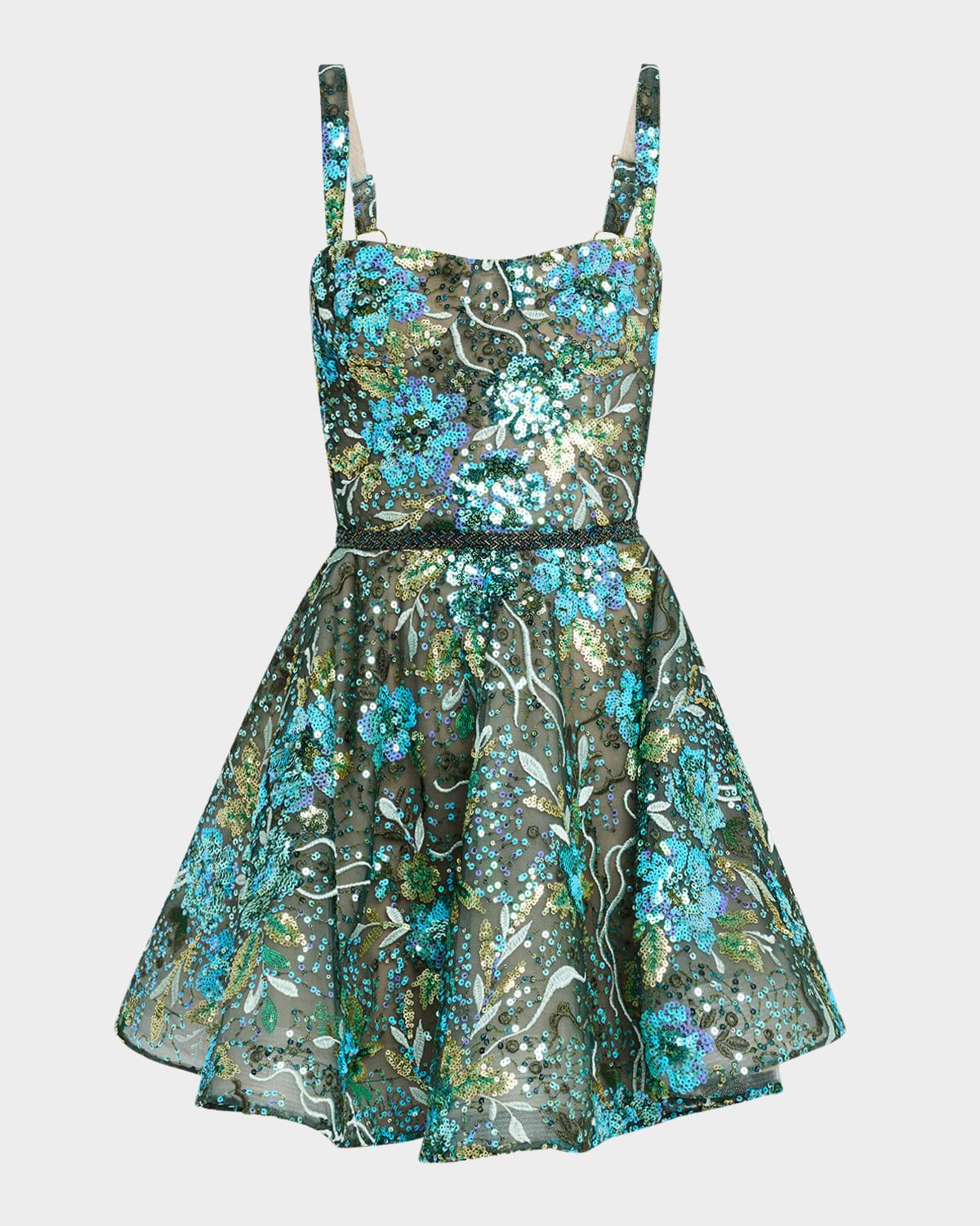 mademoiselle sequin embroidered mini dress