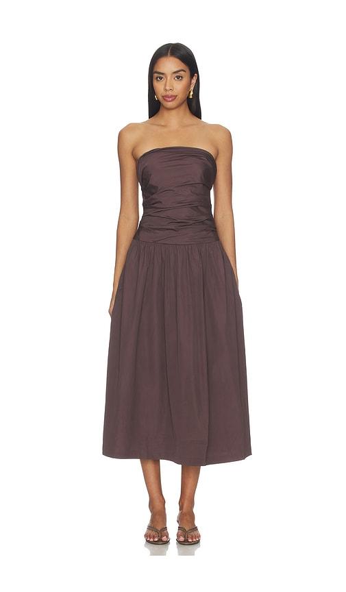 madewell amari dress in chocolate.