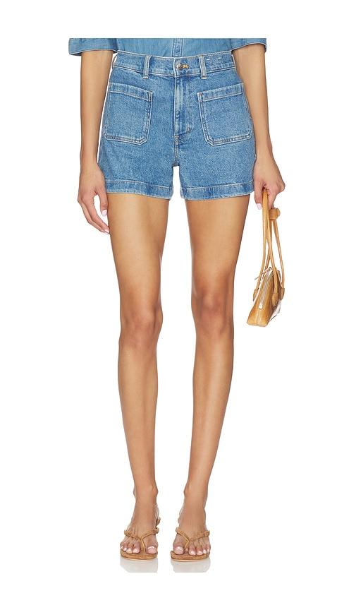 madewell emmet shorts in blue.