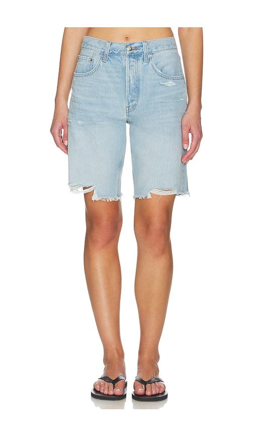 madewell essex shorts in blue.
