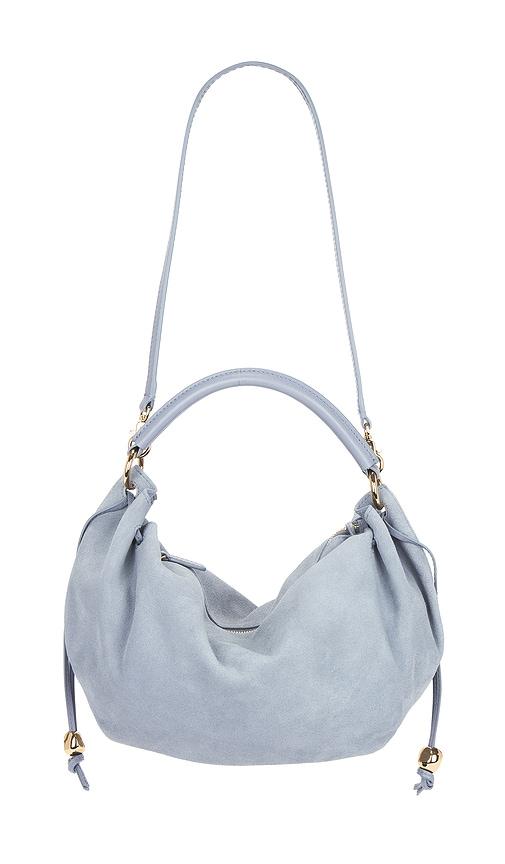 madewell gathered shoulder bag in baby blue.