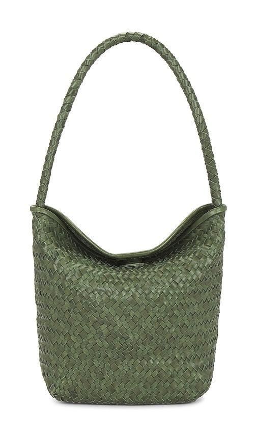 madewell handwoven shoulder bag in green.