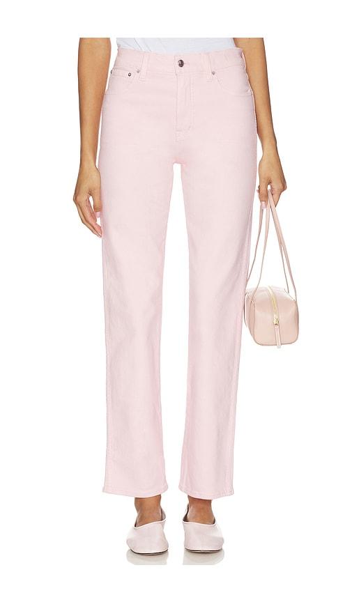 madewell longline straight jeans in pink.