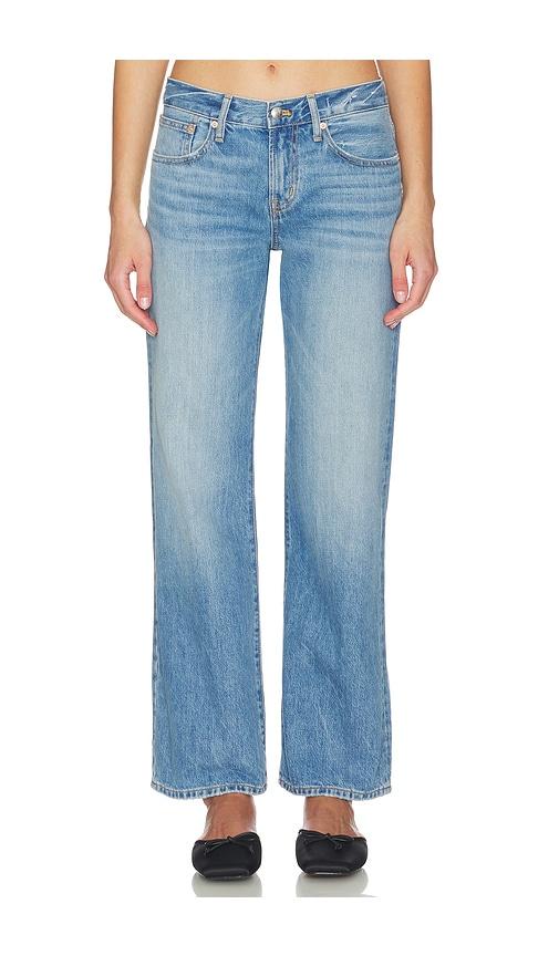 madewell low rise loose jeans in blue.