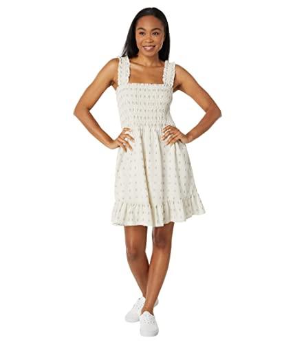 madewell lucie smocked tank mini dress in textural clipdot ikat swiss dot xl (women's 14-16)