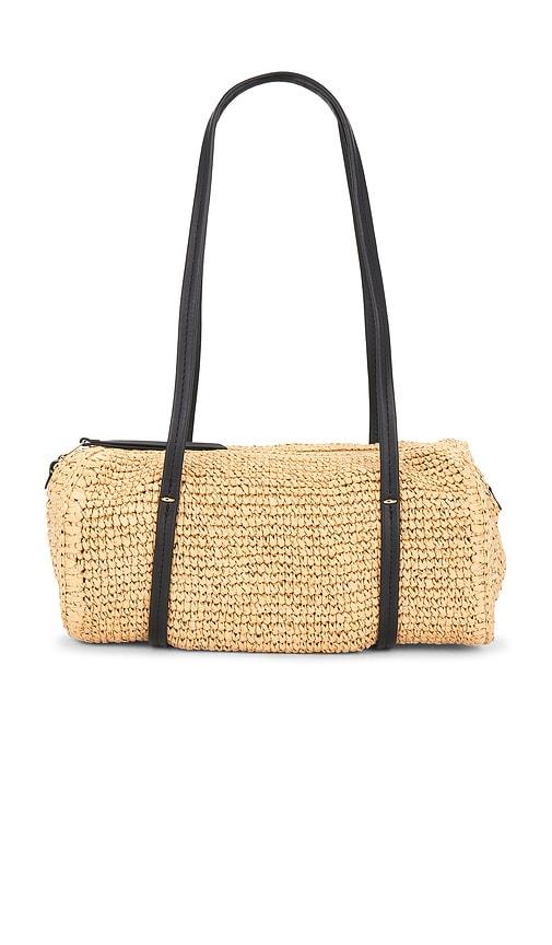 madewell modern legacy shoulder bag raffia in tan.