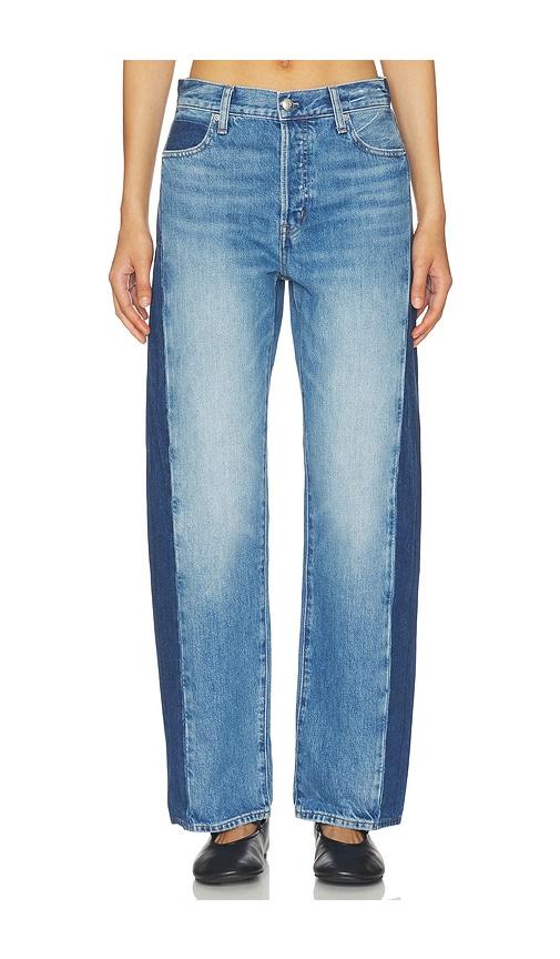madewell pieced barrel jeans in blue.