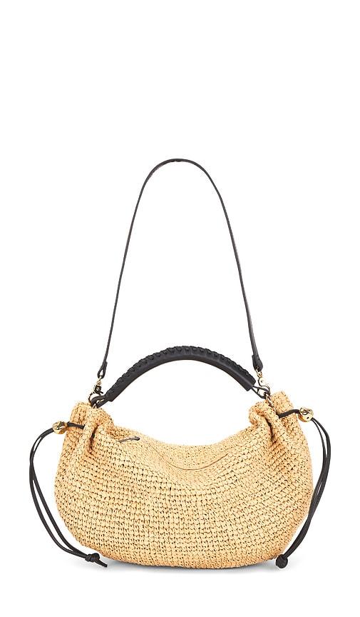 madewell seasonal gathered shoulder bag in tan.