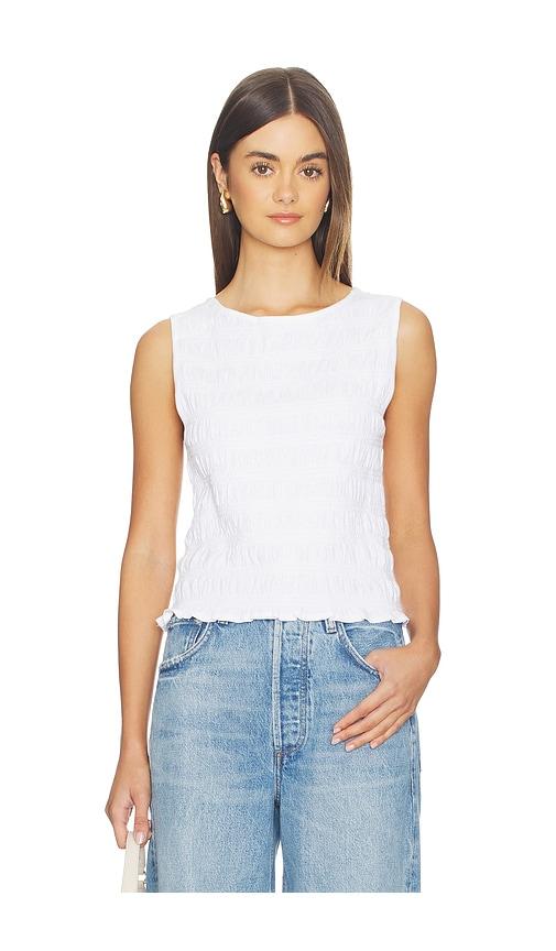 madewell smocked boatneck tank top in white.