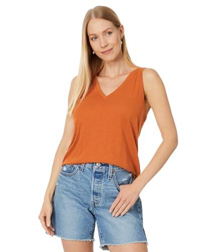 madewell whisper cotton v-neck tank rusted orange sm (women's 2-4)