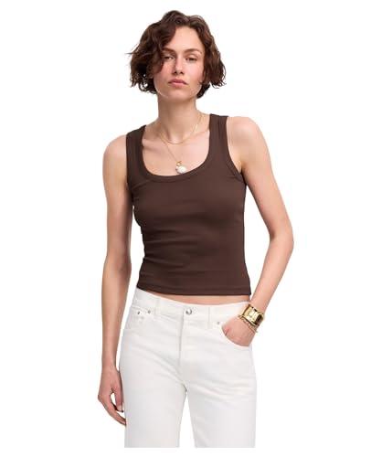 madewell women's (re) generative cotton ribbed scoop neck tank, henna