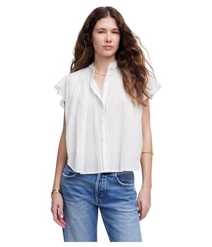 madewell women's alana top in cotton viscose voile, white