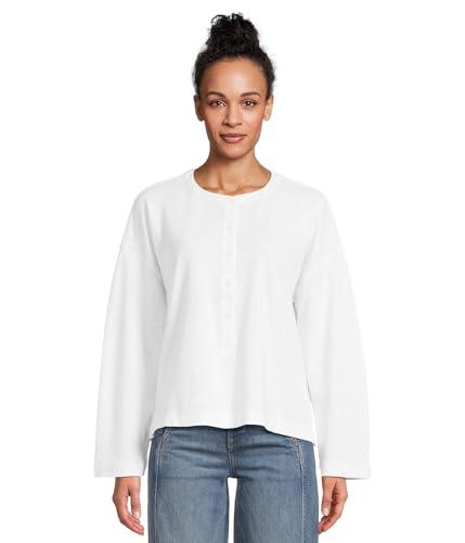 madewell women's bombay long sleeve henley, white